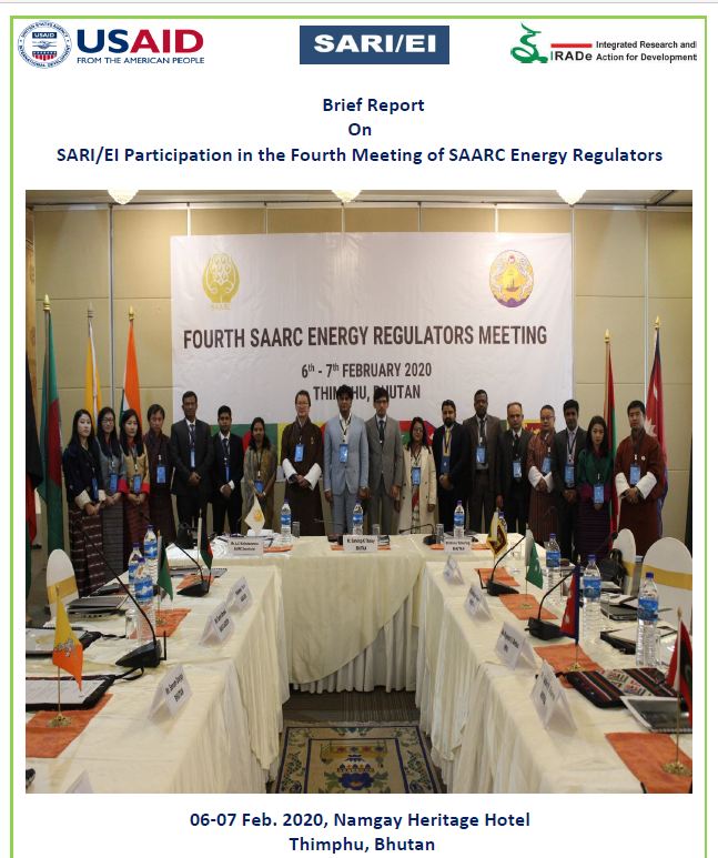 Report on SARI participation in 4th Meeting of SAARC Energy Regualtors, 6-7 Feb, Bhutan